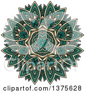 Clipart Of A Turquoise And Tan Kaleidoscope Flower Royalty Free Vector Illustration