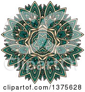 Poster, Art Print Of Turquoise And Tan Kaleidoscope Flower