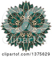 Poster, Art Print Of Turquoise And Tan Kaleidoscope Flower