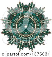 Clipart Of A Turquoise And Tan Kaleidoscope Flower Royalty Free Vector Illustration by Vector Tradition SM