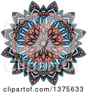 Poster, Art Print Of Blue And Salmon Pink Kaleidoscope Flower