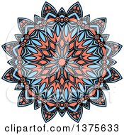 Clipart Of A Blue And Salmon Pink Kaleidoscope Flower Royalty Free Vector Illustration