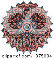 Clipart Of A Blue And Salmon Pink Kaleidoscope Flower Royalty Free Vector Illustration by Vector Tradition SM