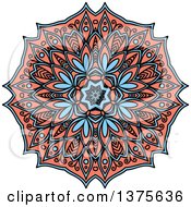 Poster, Art Print Of Blue And Salmon Pink Kaleidoscope Flower