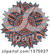 Poster, Art Print Of Blue And Salmon Pink Kaleidoscope Flower