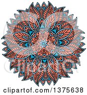Clipart Of A Blue And Salmon Pink Kaleidoscope Flower Royalty Free Vector Illustration