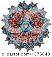 Poster, Art Print Of Blue And Salmon Pink Kaleidoscope Flower