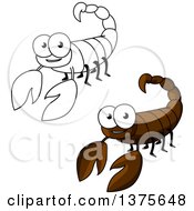 Poster, Art Print Of Happy Brown And Black And White Scorpions