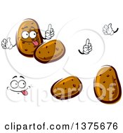Clipart Of A Cartoon Face Hands And Russet Potatoes Royalty Free Vector Illustration