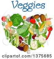 Clipart Of A Heart Made Of Vegetables With Text Royalty Free Vector Illustration