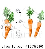 Clipart Of A Cartoon Face Hands And Carrots Royalty Free Vector Illustration