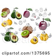 Poster, Art Print Of Faces Hands Kiwis Apricots Plums And Avocados