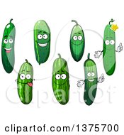 Clipart Of Cucumber Characters Royalty Free Vector Illustration