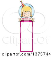 Poster, Art Print Of Blond White Birthday Girl Bookmark