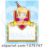 Clipart Of A Blond White Birthday Girl Page Border Royalty Free Vector Illustration