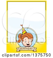 Clipart Of A Brunette White Birthday Girl Page Border Royalty Free Vector Illustration