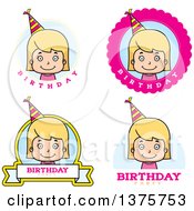 Clipart Of Badges Of A Blond White Birthday Girl Royalty Free Vector Illustration