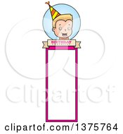 Clipart Of A Blond White Birthday Boy Bookmark Royalty Free Vector Illustration