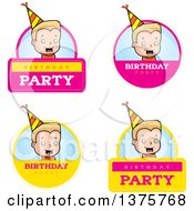 Clipart Of Badges Of A Blond White Birthday Boy Royalty Free Vector Illustration