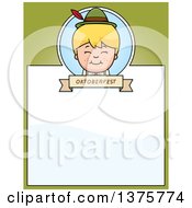 Clipart Of A Happy Blond Oktoberfest German Boy Page Border Royalty Free Vector Illustration