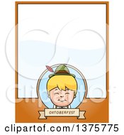 Clipart Of A Happy Blond Oktoberfest German Boy Page Border Royalty Free Vector Illustration