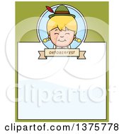 Clipart Of A Happy Blond Oktoberfest German Girl Page Border Royalty Free Vector Illustration