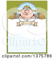 Clipart Of A Happy Oktoberfest German Woman Page Border Royalty Free Vector Illustration