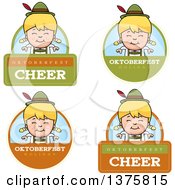 Clipart Of Badges Of A Happy Blond Oktoberfest German Girl Royalty Free Vector Illustration