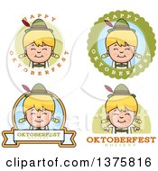 Poster, Art Print Of Badges Of A Happy Blond Oktoberfest German Girl