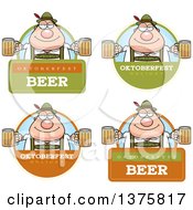 Clipart Of Badges Of A Happy Oktoberfest German Man Royalty Free Vector Illustration
