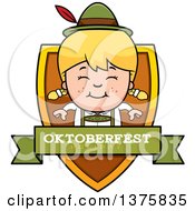 Clipart Of A Happy Blond Oktoberfest German Girl Shield Royalty Free Vector Illustration by Cory Thoman