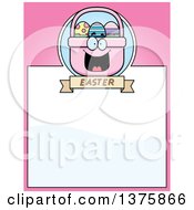 Clipart Of A Happy Easter Basket Mascot Page Border Royalty Free Vector Illustration
