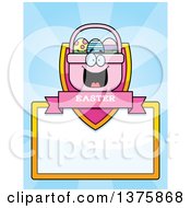 Clipart Of A Happy Easter Basket Mascot Page Border Royalty Free Vector Illustration