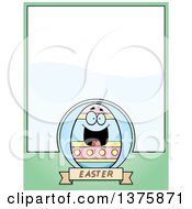 Clipart Of A Happy Easter Egg Mascot Page Border Royalty Free Vector Illustration