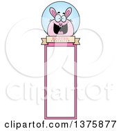 Clipart Of A Chubby Pink Easter Bunny Bookmark Royalty Free Vector Illustration by Cory Thoman