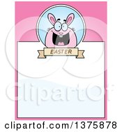 Clipart Of A Chubby Pink Easter Bunny Page Border Royalty Free Vector Illustration by Cory Thoman