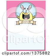 Clipart Of A Happy Easter Chick With Bunny Ears Page Border Royalty Free Vector Illustration by Cory Thoman