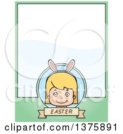 Clipart Of A Blond White Easter Girl Wearing Bunny Ears Page Border Royalty Free Vector Illustration