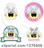 Poster, Art Print Of Badges Of A Happy Easter Chick With Bunny Ears