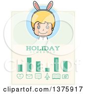 Poster, Art Print Of Blond White Easter Boy Wearing Bunny Ears Schedule Design