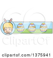 Poster, Art Print Of Blond White Easter Boy Wearing Bunny Ears Banner