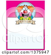 Clipart Of A Happy Pudgy Birthday Party Clown Page Border Royalty Free Vector Illustration
