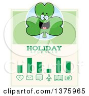 Clipart Of A Happy Shamrock Mascot Schedule Design Royalty Free Vector Illustration