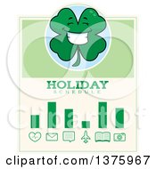 Poster, Art Print Of Happy Four Leaf Clover Character Schedule Design