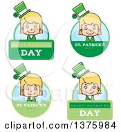 Poster, Art Print Of Badges Of A Blond White St Patricks Day Girl