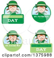 Clipart Of Badges Of A Red Haired Irish St Patricks Day Girl Royalty Free Vector Illustration