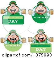 Clipart Of Badges Of A Happy St Patricks Day Leprechaun Royalty Free Vector Illustration
