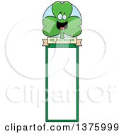 Clipart Of A Happy Shamrock Mascot Bookmark Royalty Free Vector Illustration