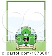 Clipart Of A Happy Shamrock Mascot Page Border Royalty Free Vector Illustration