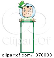 Clipart Of A Block Headed White Irish St Patricks Day Man Bookmark Royalty Free Vector Illustration